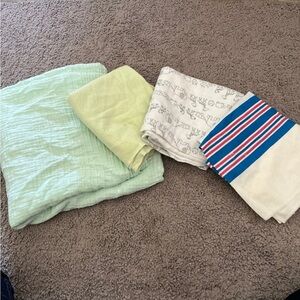 4 baby blankets green animals polka dot